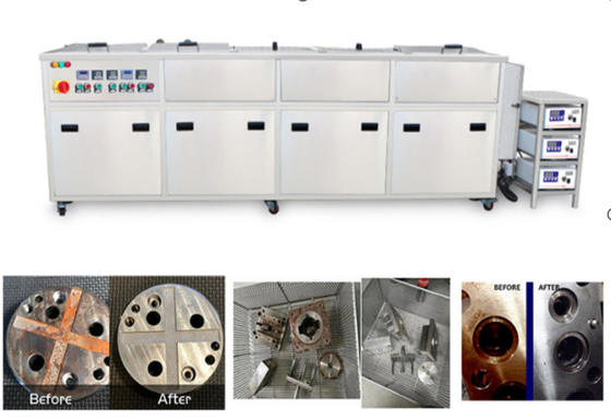 Limpeza ultra-sônica personalizada de cinco tanques para remoção de ferrugem Peças de precisão 77L 135L E 264L Peças Tanques de lavar